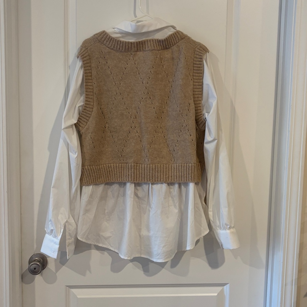 Altar'd State V-Neck Tan Sweater Vest - Picture 3 of 3